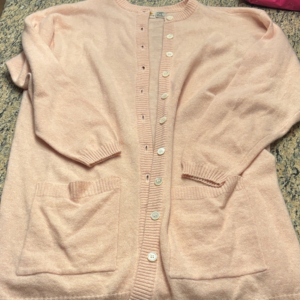 VINTAGE Liz Claiborne Wool and Rabbit Hair Pink Button-Up Cardigan
